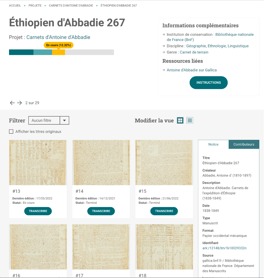 Notebook 267 displayed by Transcrire
see : https://transcrire.huma-num.fr/scripto/13/13635/media
