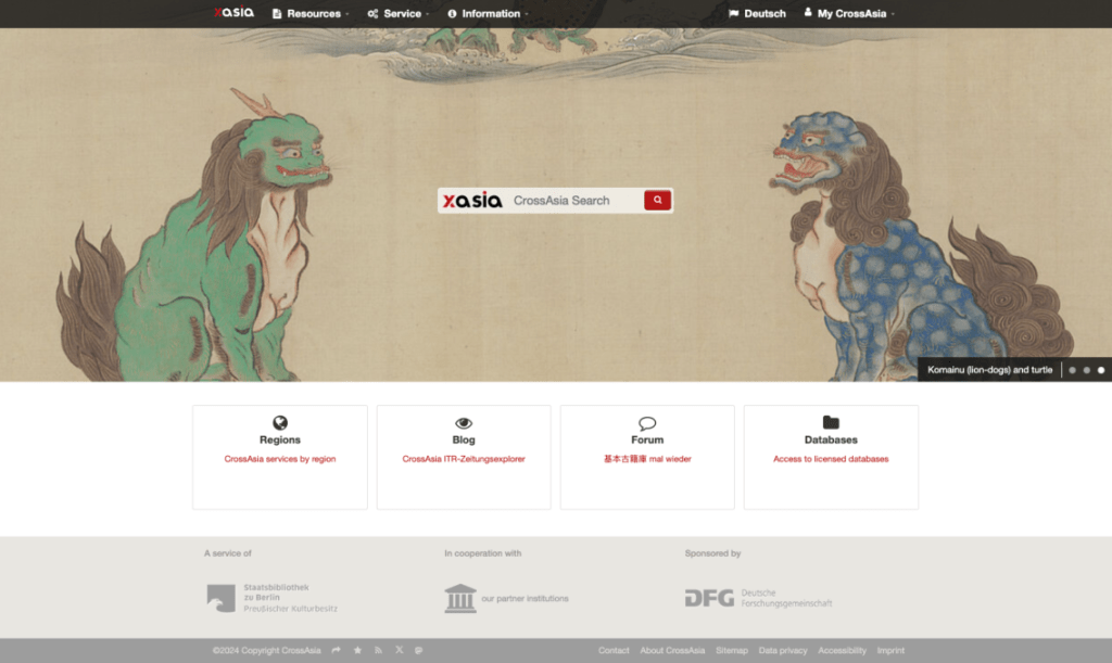 An image of the website of the CrossAsia project